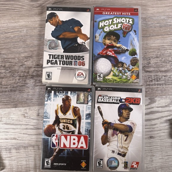 Sony Other - Lot of 4 PSP Games  Tiger‎ Woods PGA Tour Hot Shots Golf NBA MLB 2k8
